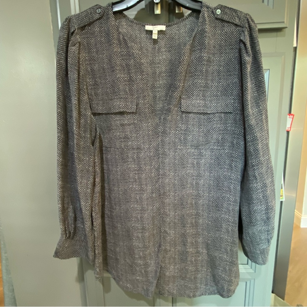 JOIE silk long sleeve blouse with epaulettes medium